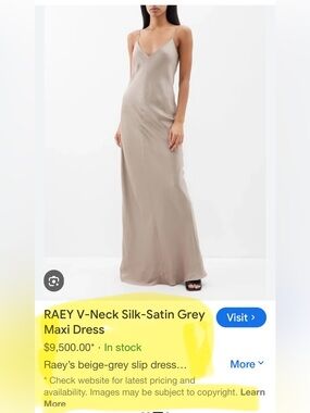 RAEY Taupe silk V-Neck Maxi Dress